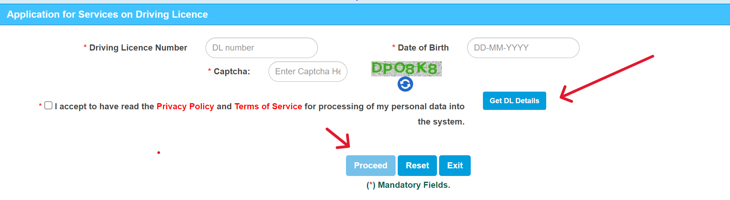 Duplicate DL Application Form